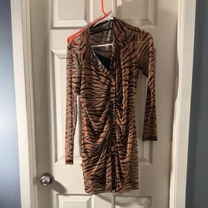 Tiger sheer dress with black slip NWT